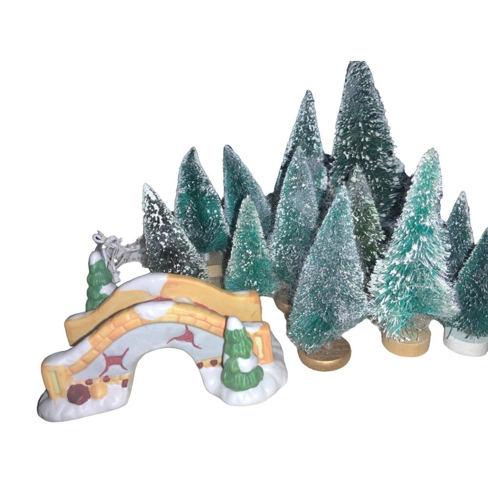 Christmas Village Accessories trees  light poles  bridge